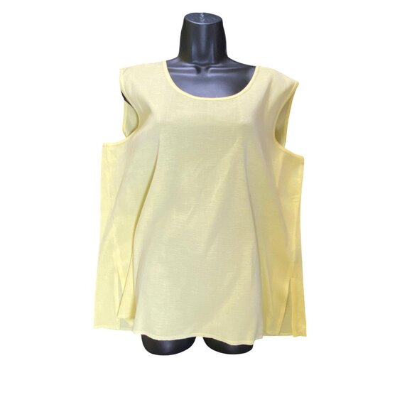 Misook 1X Yellow Black Open Front Jacket Set Sleeveless Tank Set Classic Luxury - Picture 2 of 12